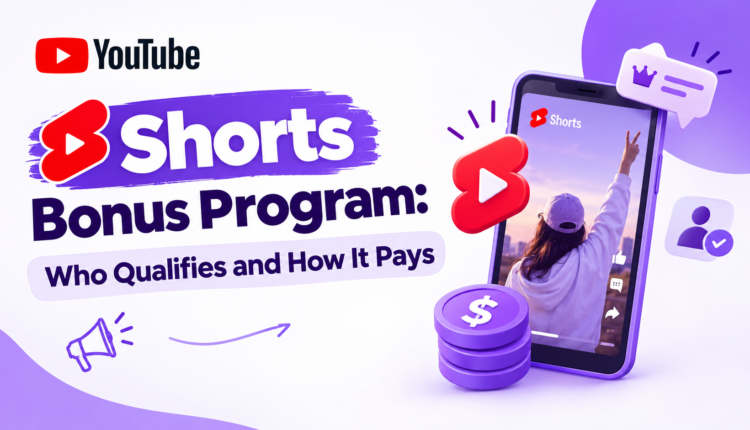 YouTube Studio Earn tab showing an Active bonuses invite card