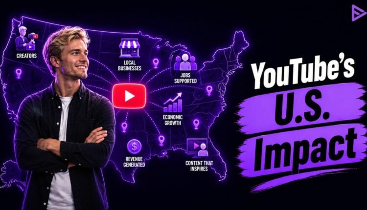 YouTube's 2025 U.S. economic impact report cover showing GDP and jobs figures