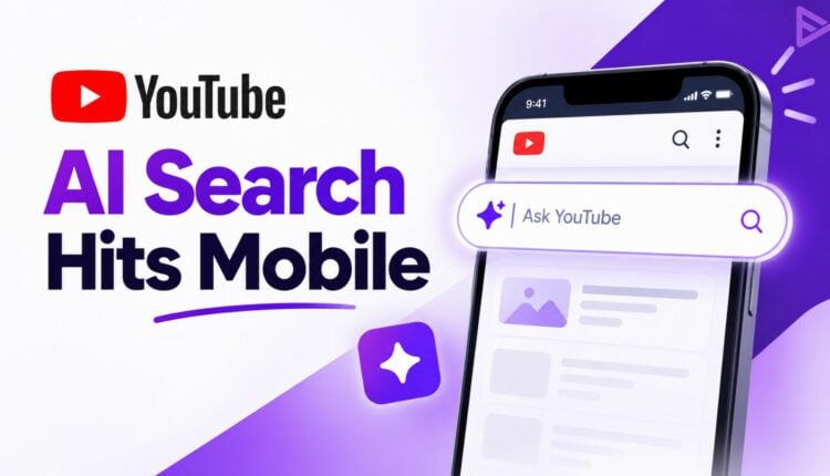 Ask YouTube conversational search interface shown on a mobile phone